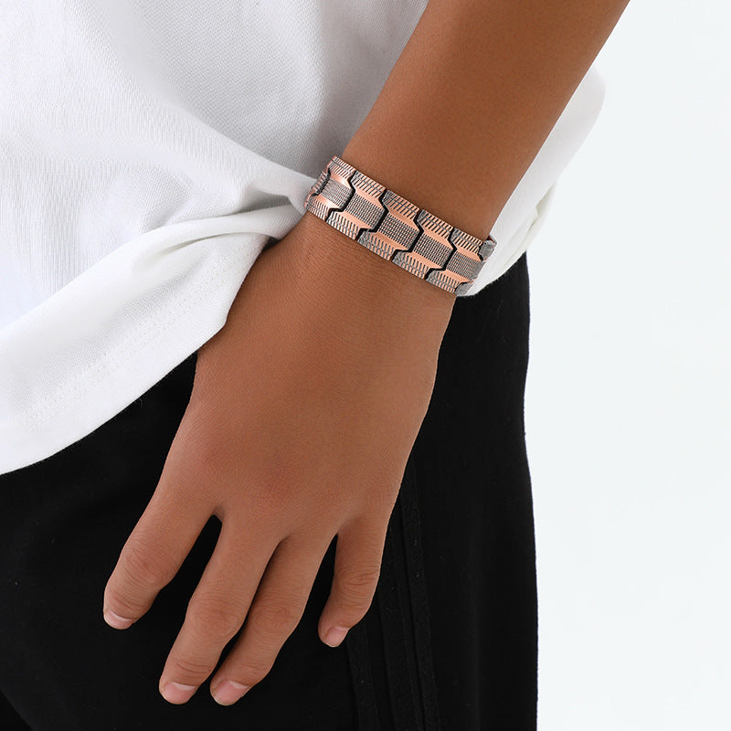 Carved Retro Three-Row Full Magnet Bracelet – Unisex Design