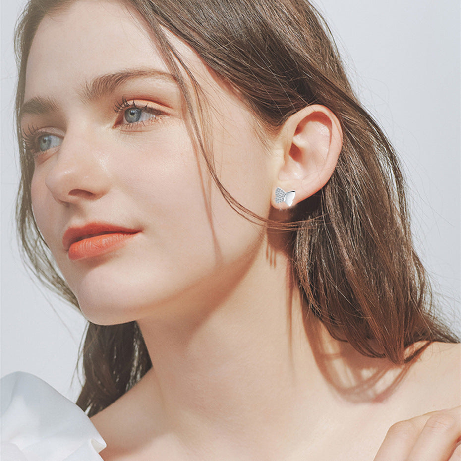 Korean Cute Butterfly Stud Earrings – Compact Copper-Plated Women’s Jewellery