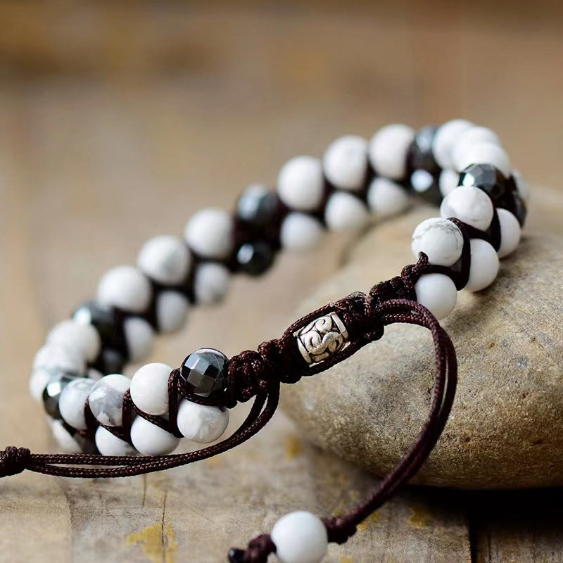 Tigereye & Haematite Silver-Strip Bracelet – Unisex Natural Stone Jewellery