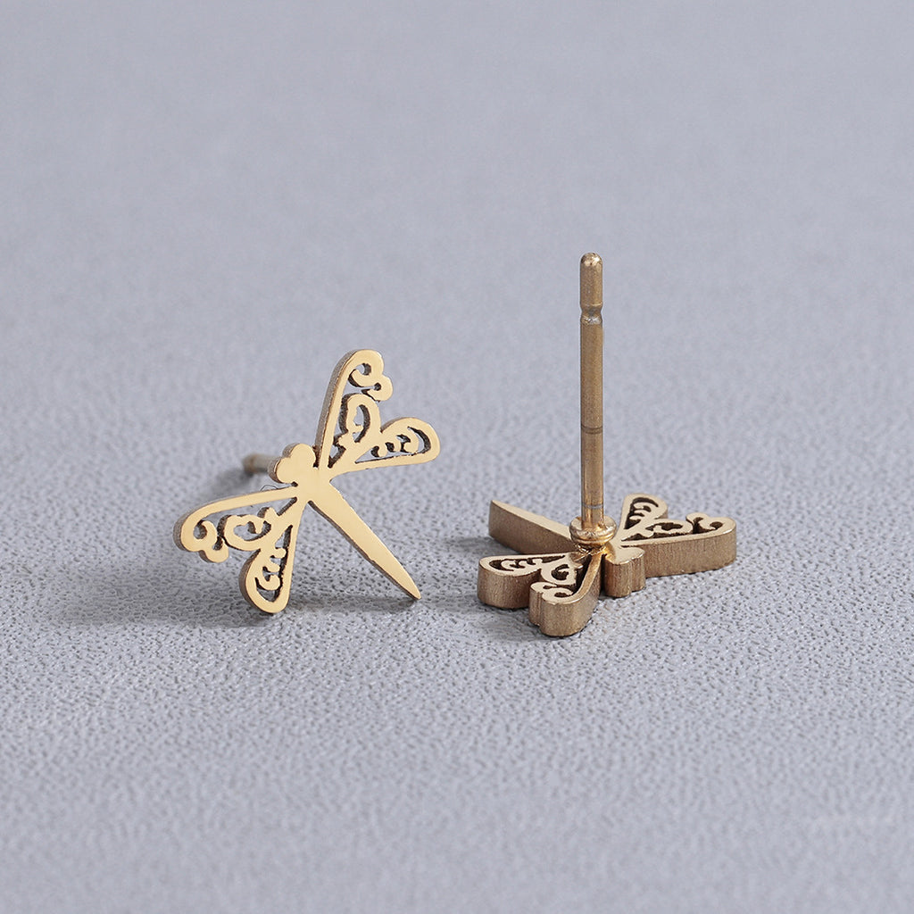 Simple Gold Dragonfly Earrings – Minimalist Women’s Jewellery