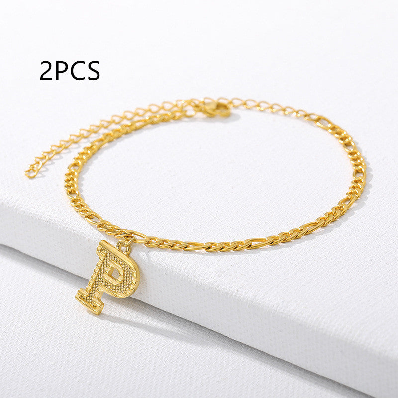26 Letter Alphabet Anklet – Customizable Initial Foot Chain