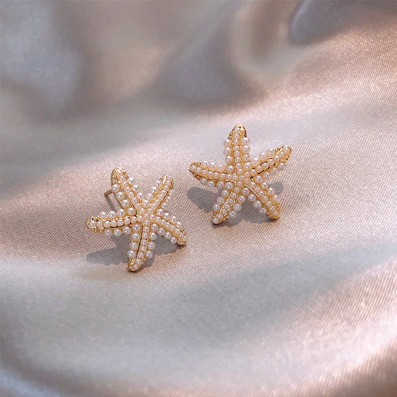 Beach-Inspired Pineapple Starfish Pearl Earrings for Women