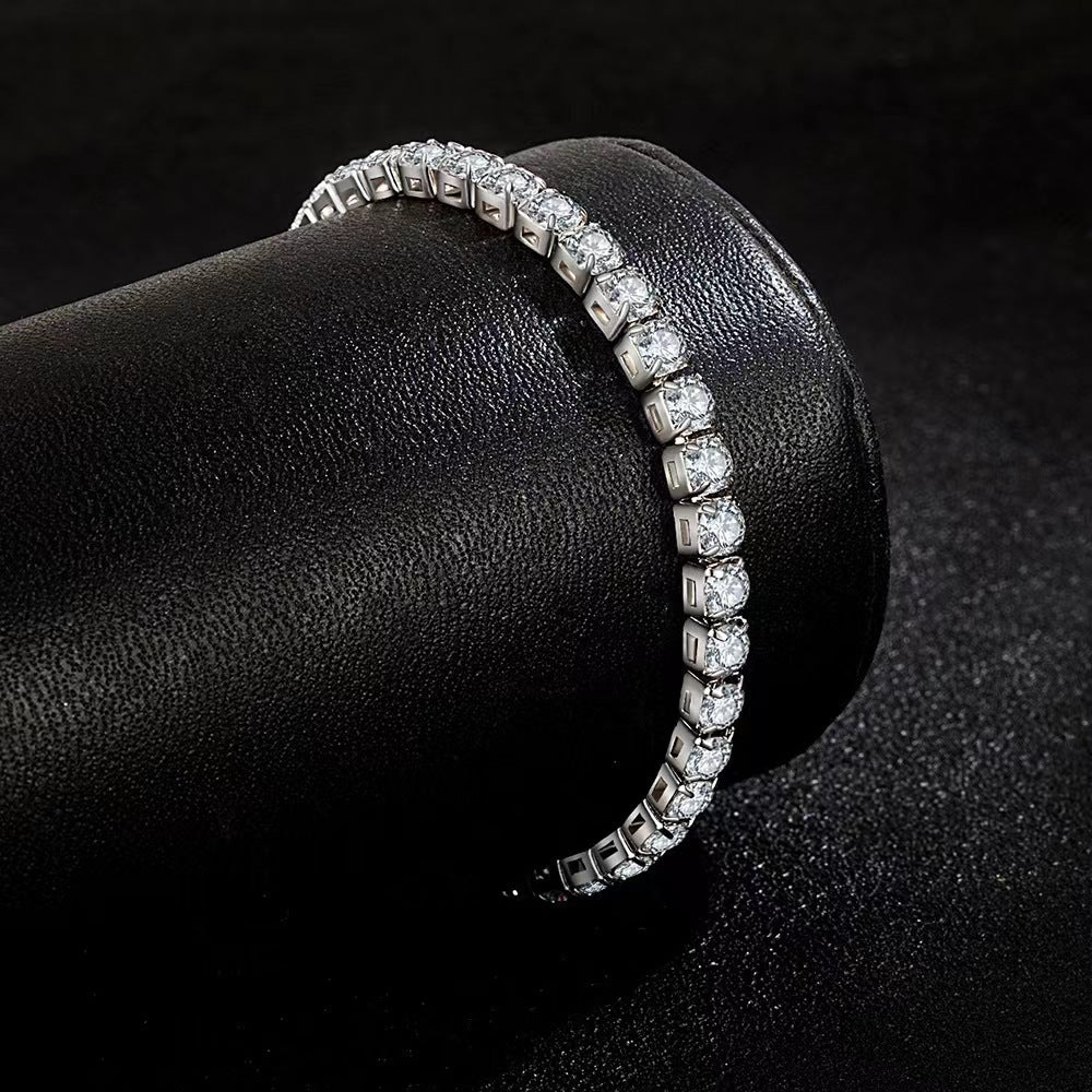 Elegant S925 Sterling Silver Diamond Zircon Bracelet