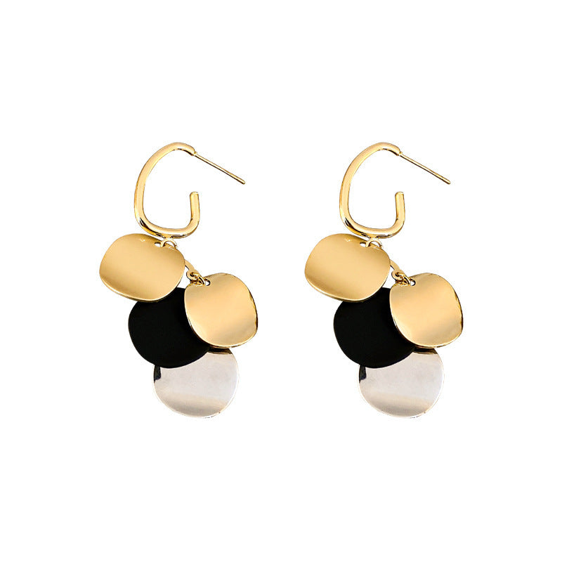 Frosty Metallic Sequin Circle Earrings – Silver Needle Hooks