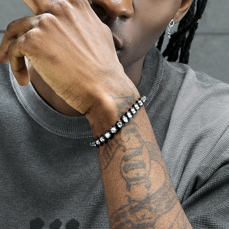 Hip-Hop Black Ceramic Diamond-Studded Bracelet