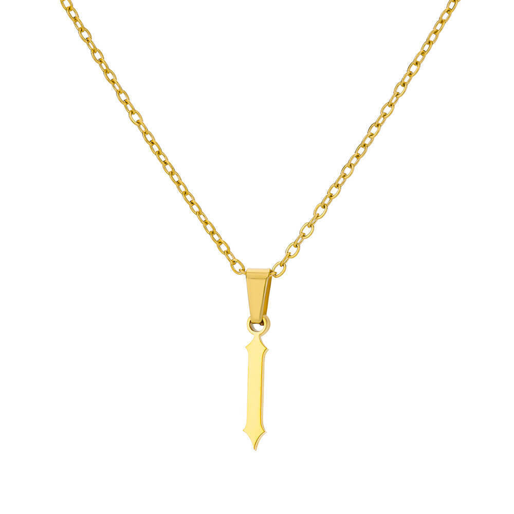 18K Gold-Plated Stainless Steel Pendant Necklace – Ancient English Letter Design