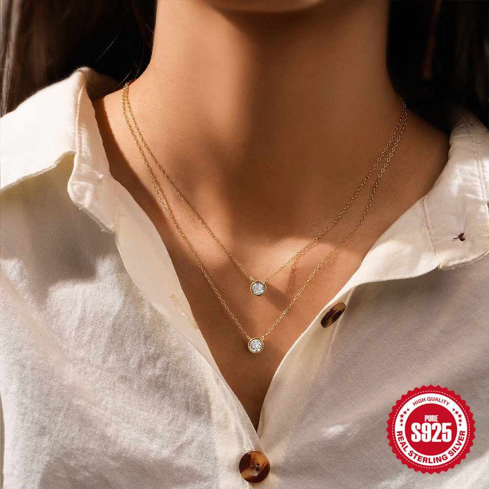 S925 Sterling Silver Double-Layer Necklace – Elegant Women’s Jewellery