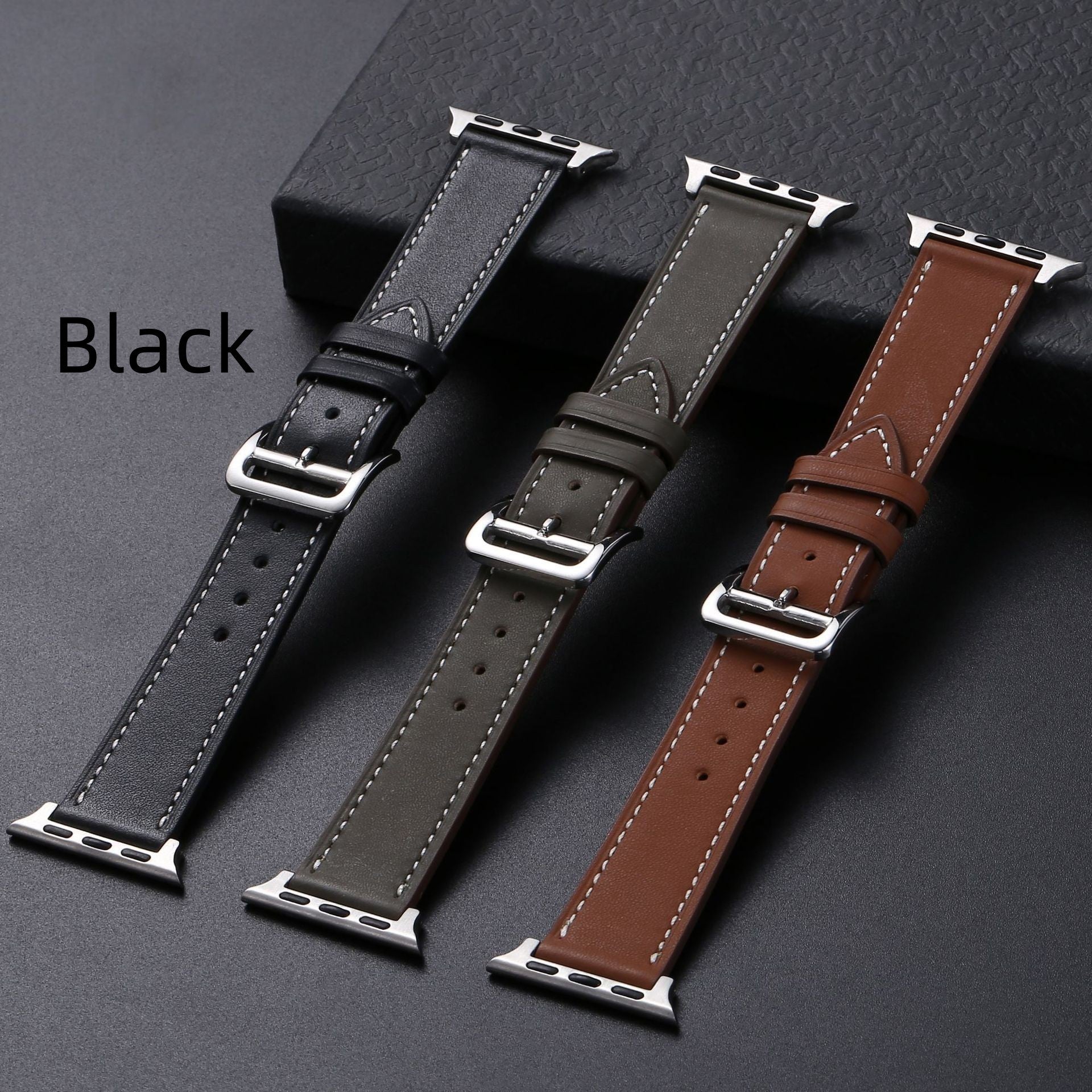 Genuine Cow Leather Watch Band – Casual Needle Pattern Strap for Watches