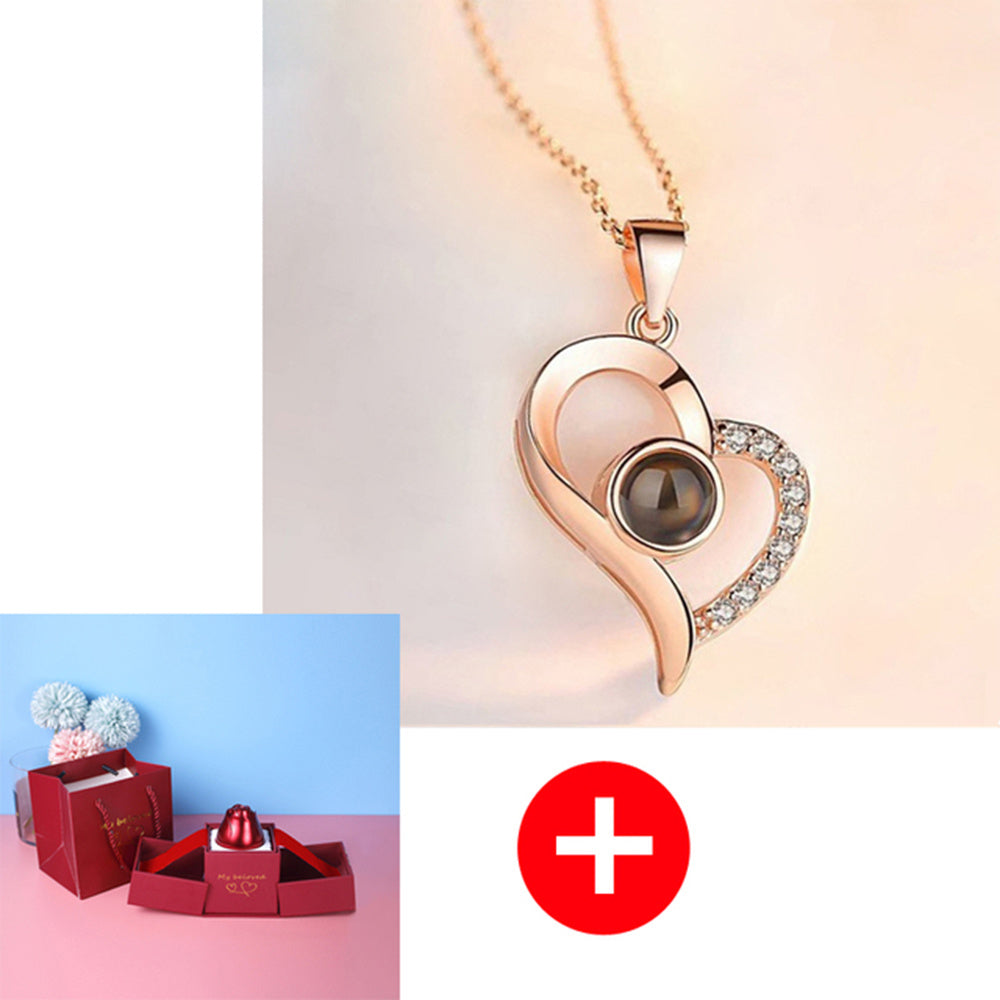 Valentine’s Day Rose Necklace Gift – Metal Jewellery in Gift Box