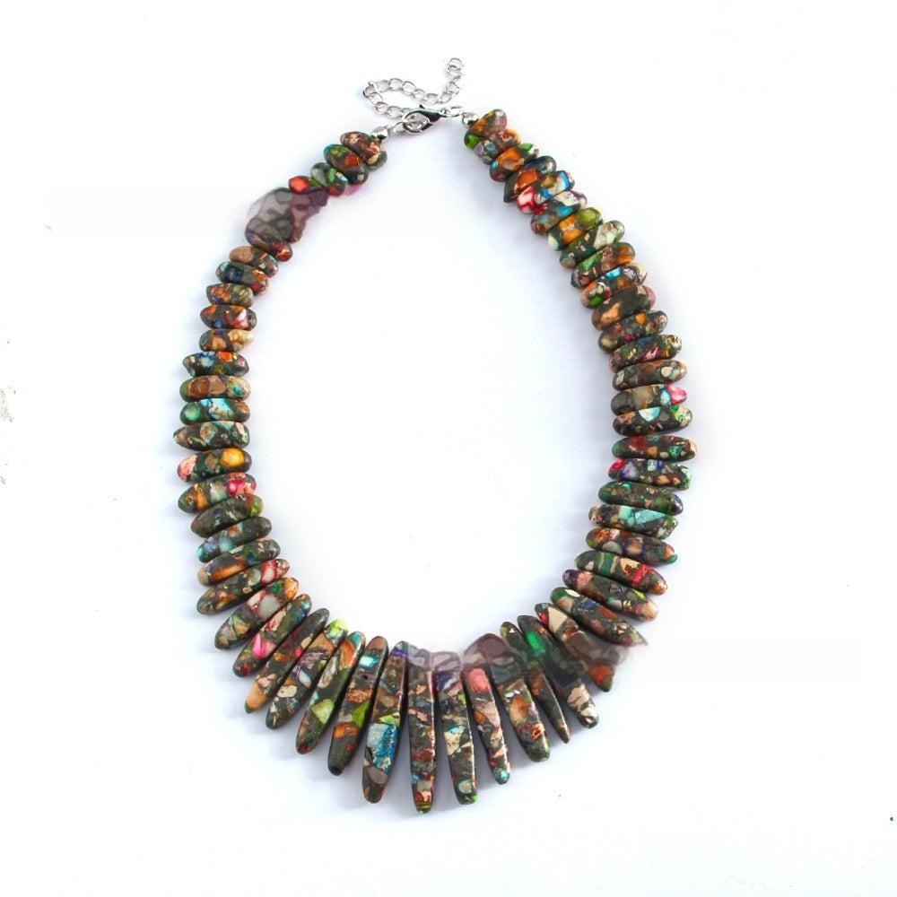 Handmade Bohemian Natural Stone Beaded Necklace – Women’s