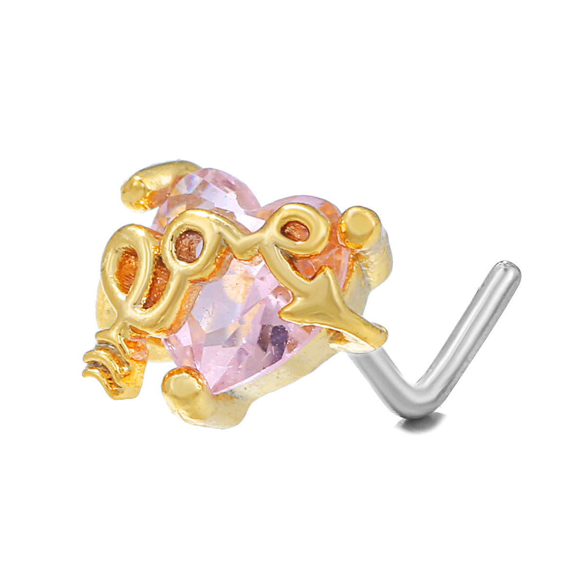 Zircon Geometric Nose Stud – 18K Gold & Brass Fashion Jewellery for Women