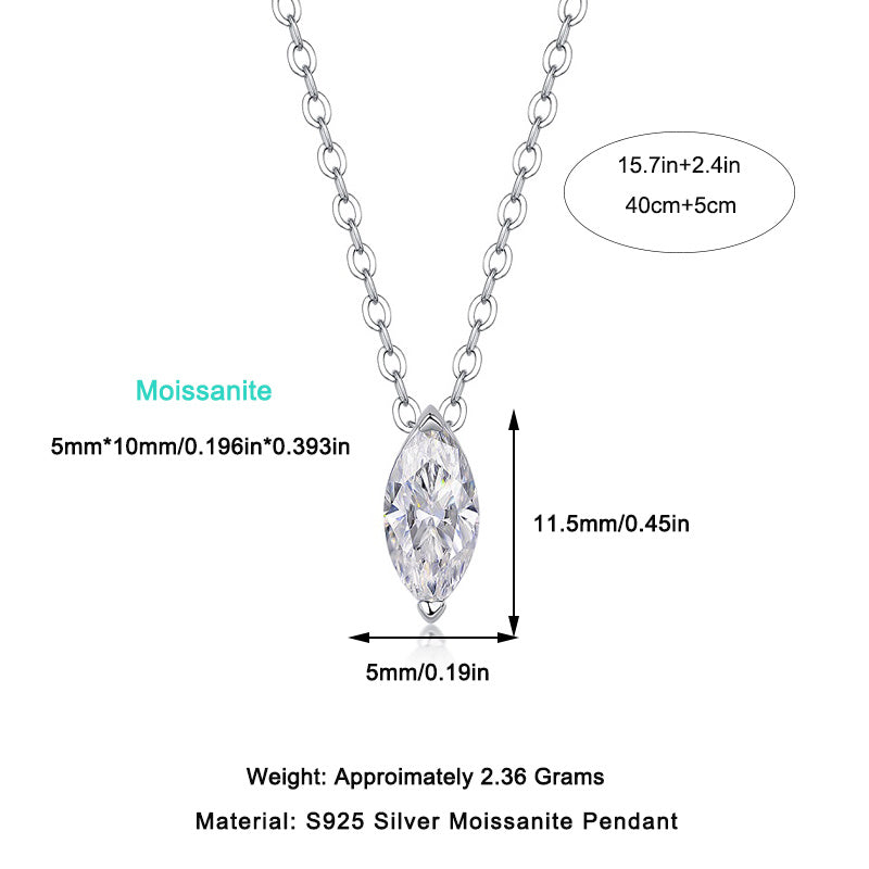 Elegant Moissanite Horse Eye Pendant Set – S925 Sterling Silver & Platinum-Plated