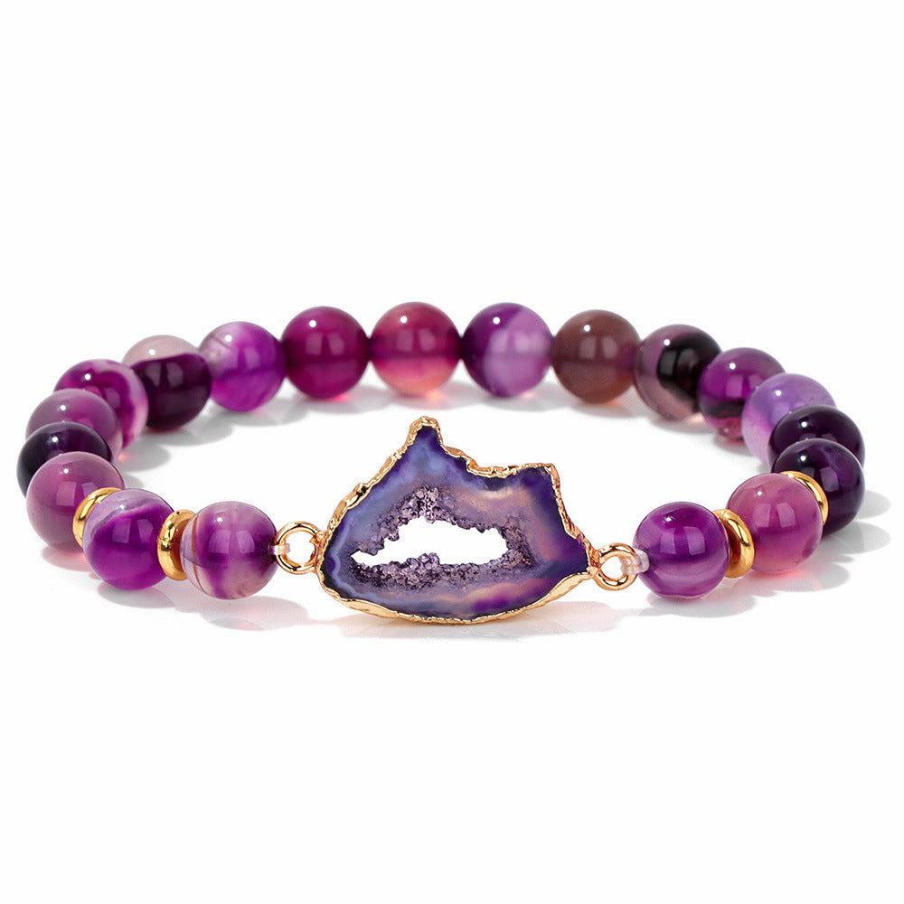 Agate Bead Bracelet for Women – Natural Vug Stone Crystal Jewellery