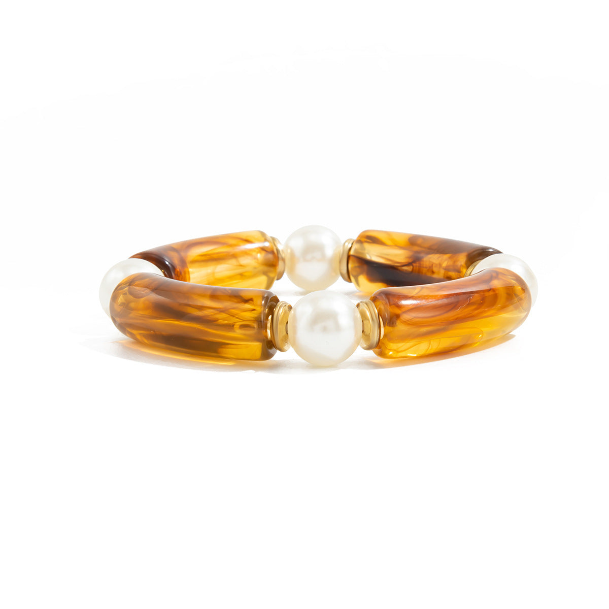 Amber Blooming Beaded Bracelet – Vintage Wide Resin Jewellery for Women