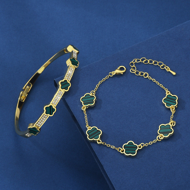 Five-Petal Flower Lace Bracelet Two-Piece Set – Elegant Women’s Jewellery