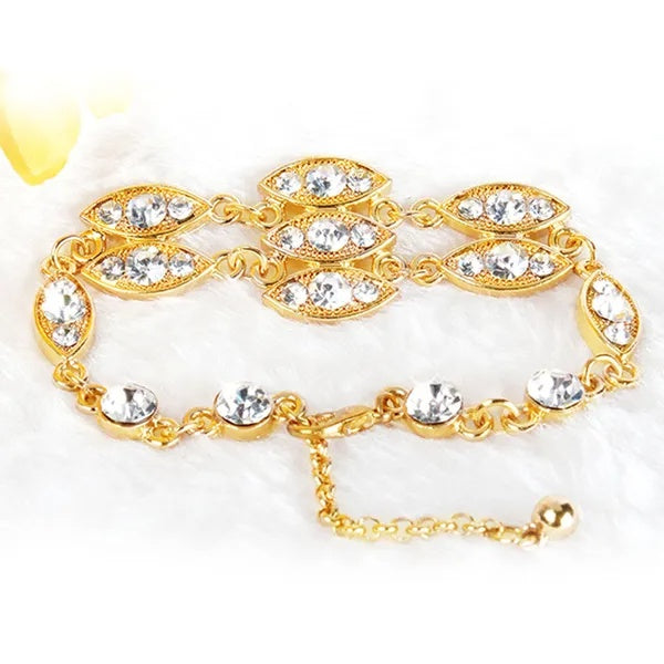 Elegant Burnished Gold Rhinestone Bracelet