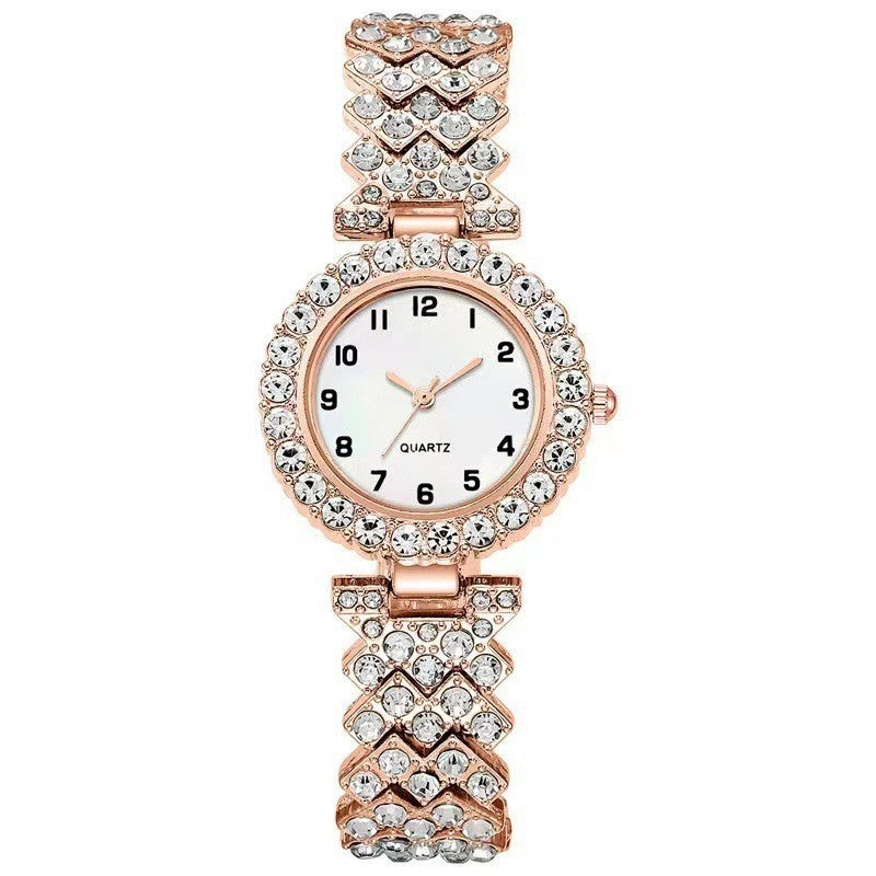Luxury 2-Piece Women’s Watch & Bracelet Set – Silver Quartz Wristwatch Jewellery Gift