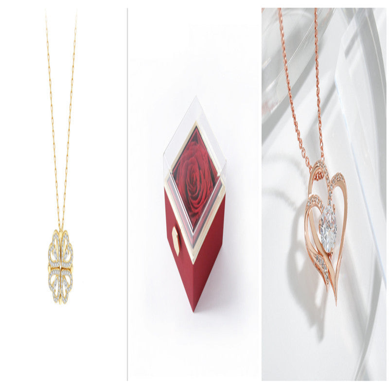 Detachable Four-Leaf Clover Necklace – Women’s Multi-Wear Zircon Chain