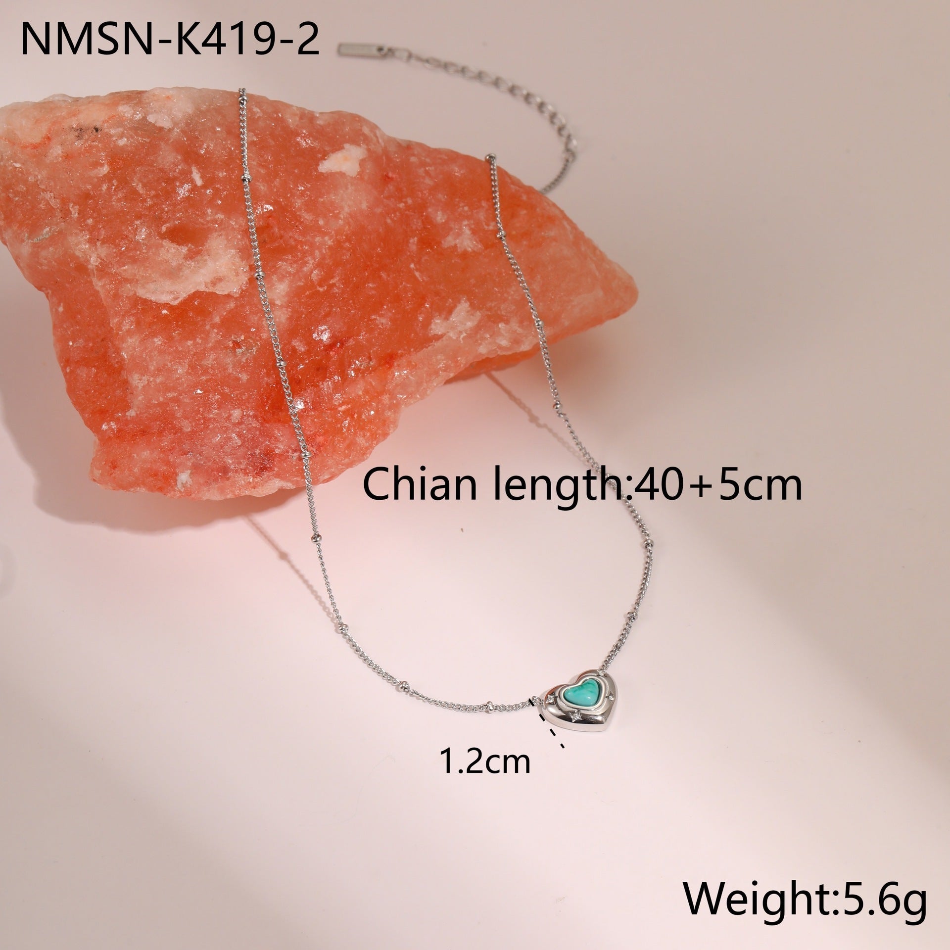 Fashion Love Heart-Shaped Natural Stone Pendant Necklace – Titanium Steel Women’s Jewellery