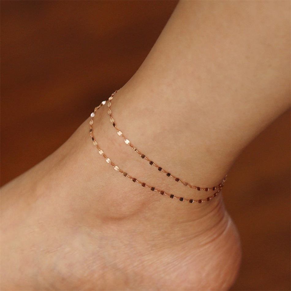 Women’s Gold Plated Anklet – Stainless Steel Lip Chain Foot Jewellery
