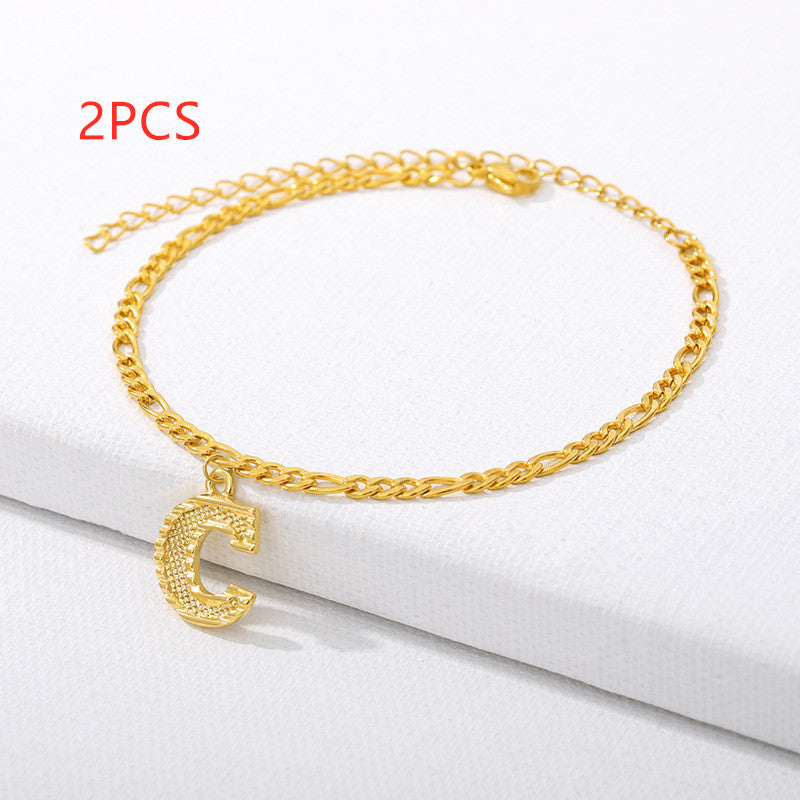 26 Letter Alphabet Anklet – Customizable Initial Foot Chain