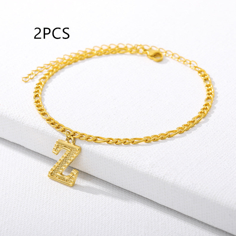 26 Letter Alphabet Anklet – Customizable Initial Foot Chain
