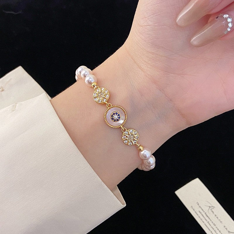 Korean-Style Flower Alloy Bracelet for Women