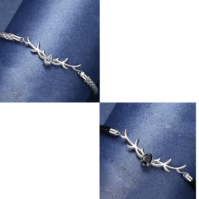 S925 Sterling Silver Couple Bracelet for Women – Adjustable Friendship & Love Jewelry