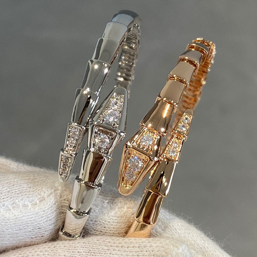 Rose Gold Snake Bone Bracelet – Masculine White Gold Luxury Jewellery