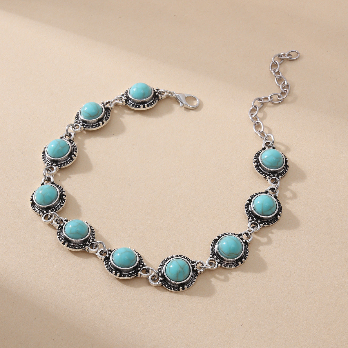 Women’s Turquoise Anklet – Retro National Style Metal Alloy Foot Jewellery