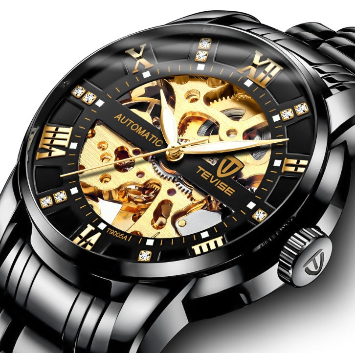 Men’s Automatic Mechanical Hollow Watch – Waterproof Fashion Timepiece