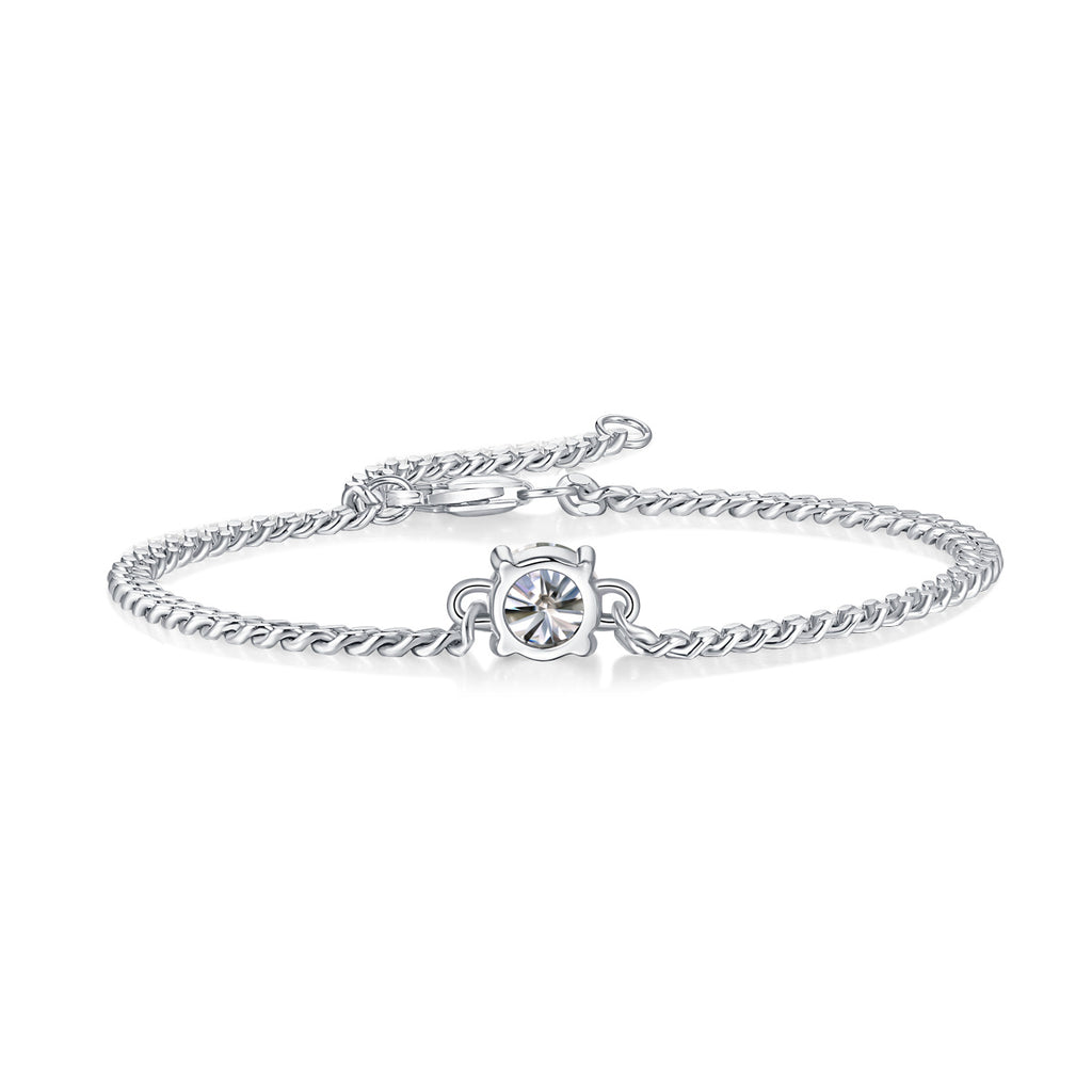 Cuban Luxury Mosan Diamond Silver Bracelet – Natural Diamond Look Jewellery