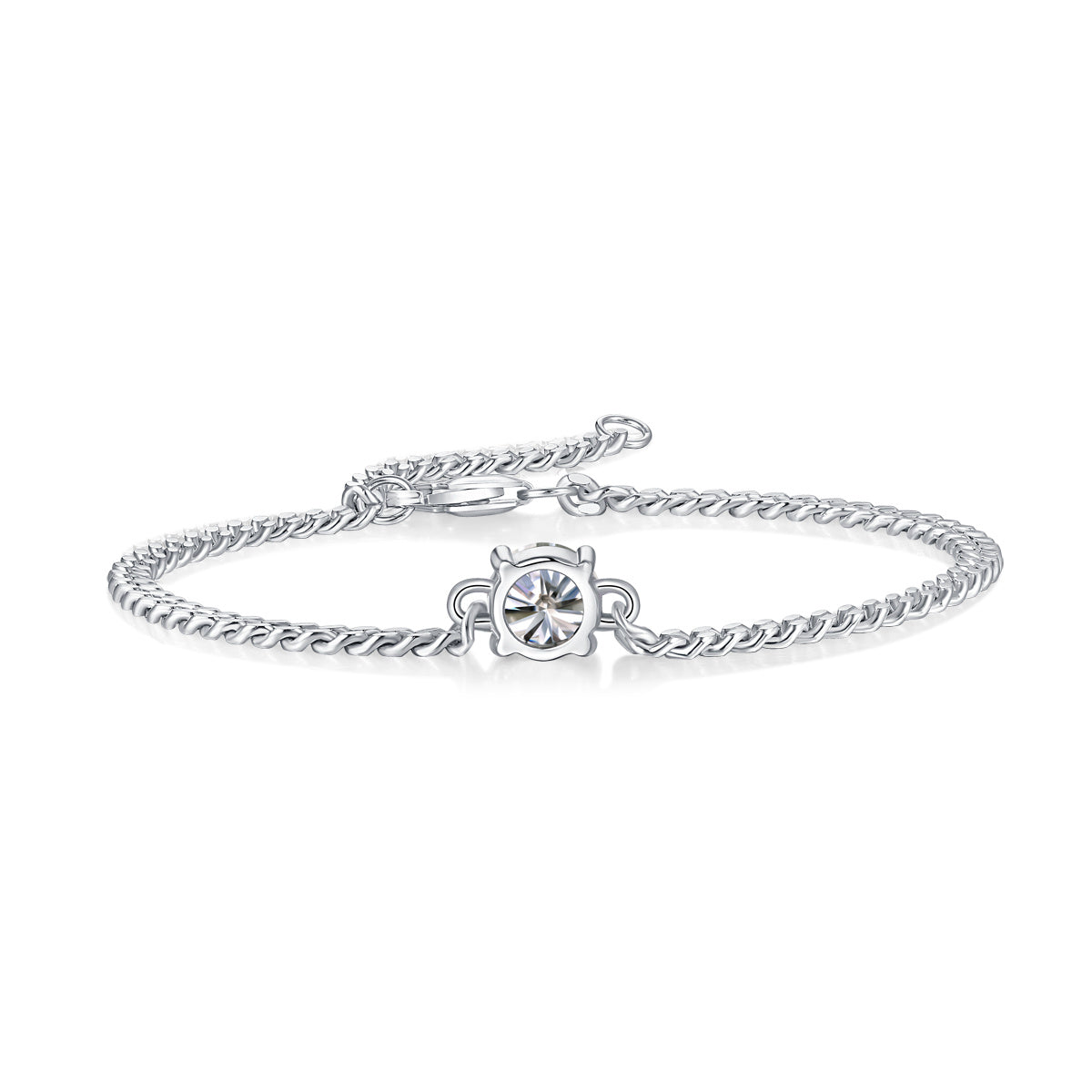 Cuban Luxury Mosan Diamond Silver Bracelet – Natural Diamond Look Jewellery