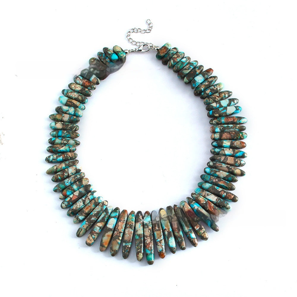 Handmade Bohemian Natural Stone Beaded Necklace – Women’s