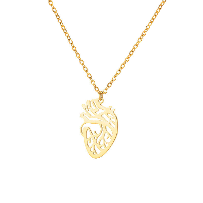 18K Gold Plated Stainless Steel Cutout Heart Necklace