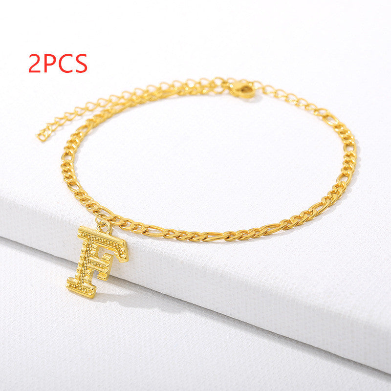 26 Letter Alphabet Anklet – Customizable Initial Foot Chain