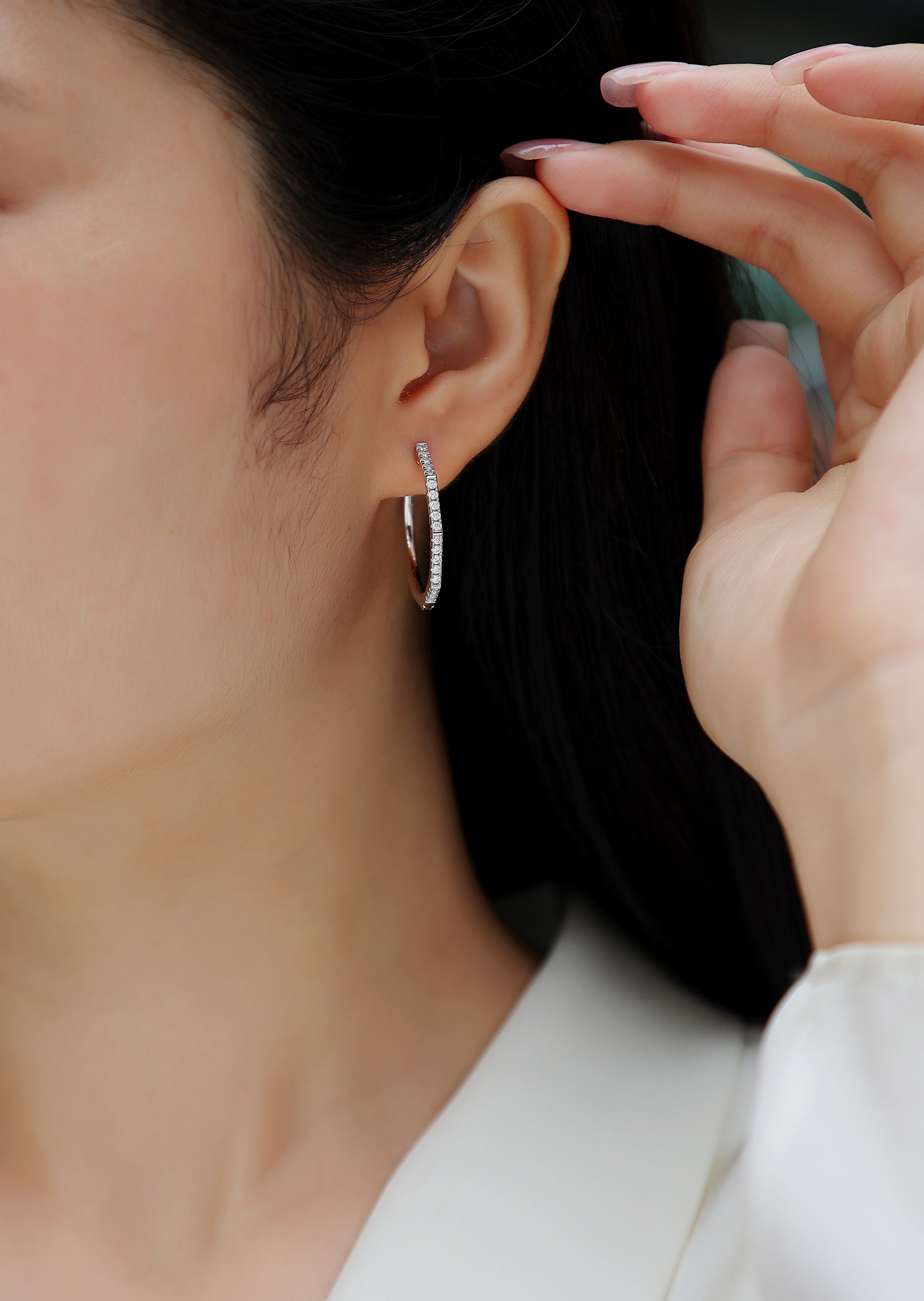 Moissanite Platinum-Plated Stud Earrings – S925 Sterling Silver, Elegant Women’s Fashion Jewellery