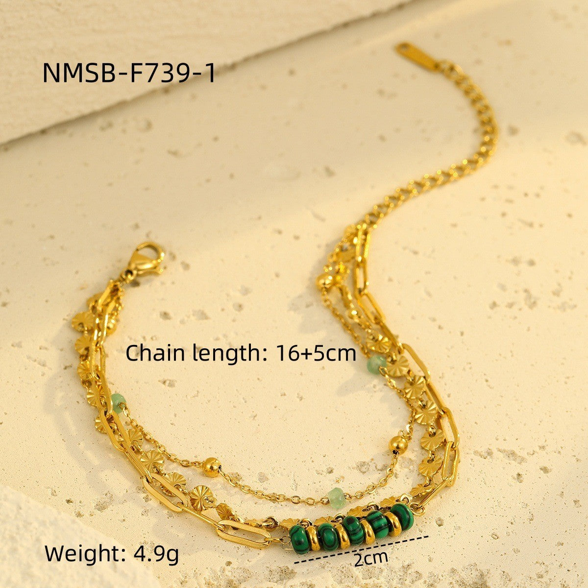 Stainless Steel Bracelet with Natural Stones & Freshwater Pearls – Elegant Design