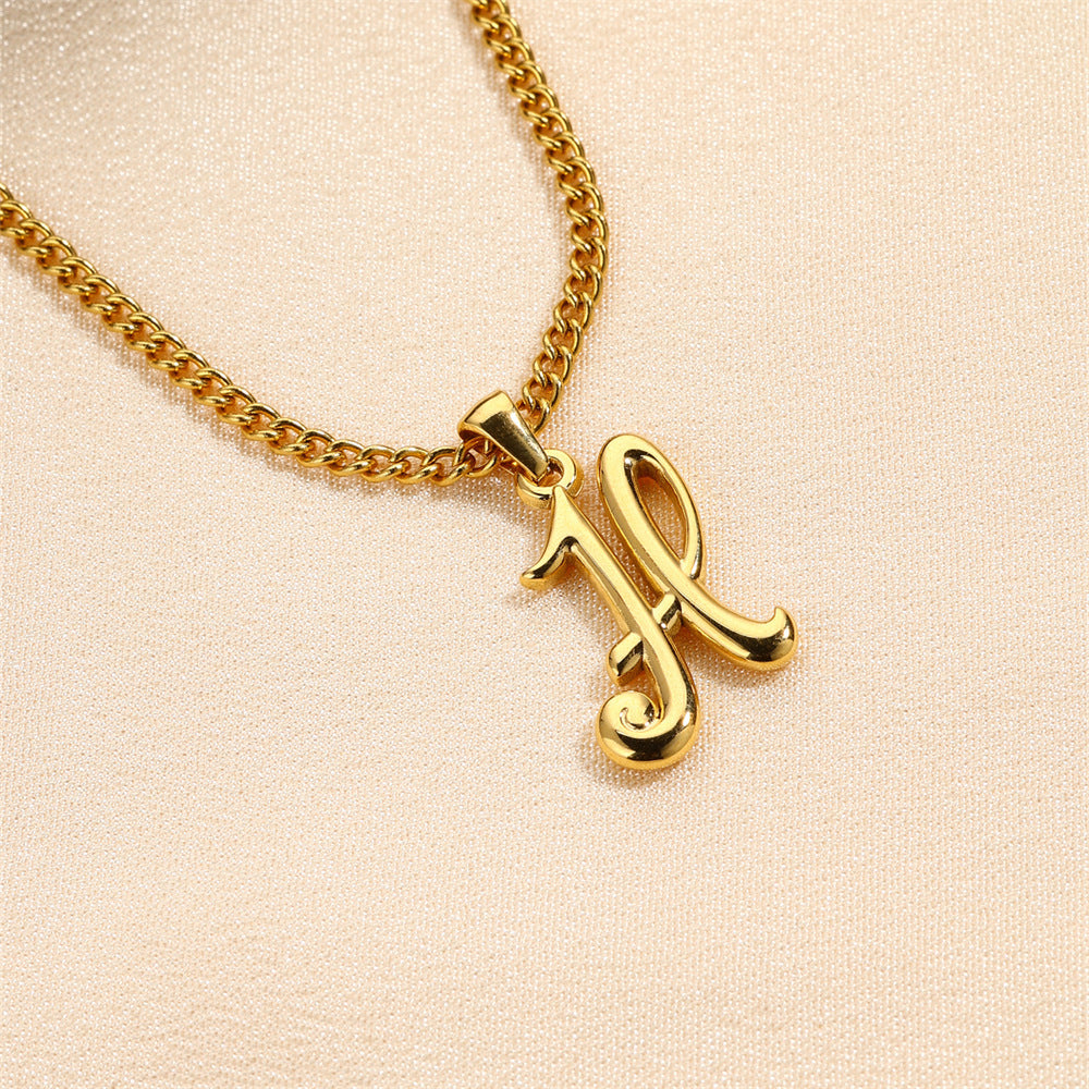 18K Gold Plated Stainless Steel Mini Letter Pendant Necklace