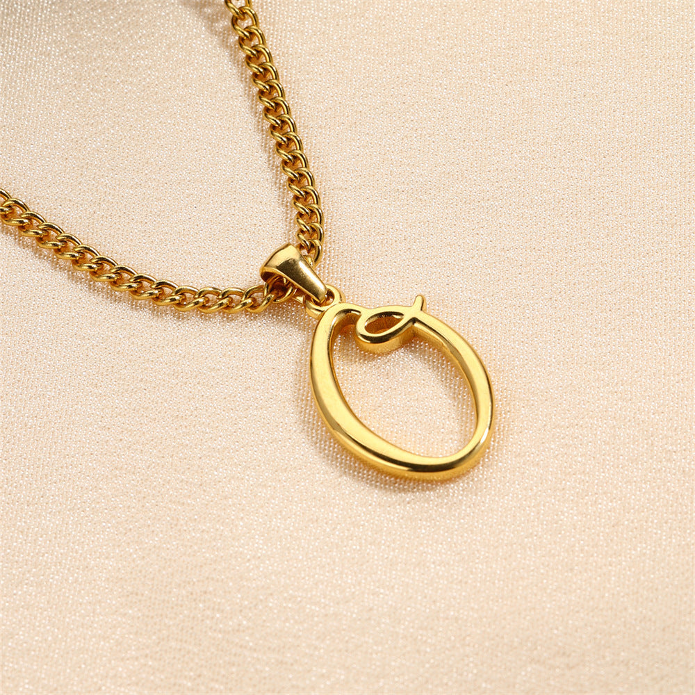 18K Gold Plated Stainless Steel Mini Letter Pendant Necklace