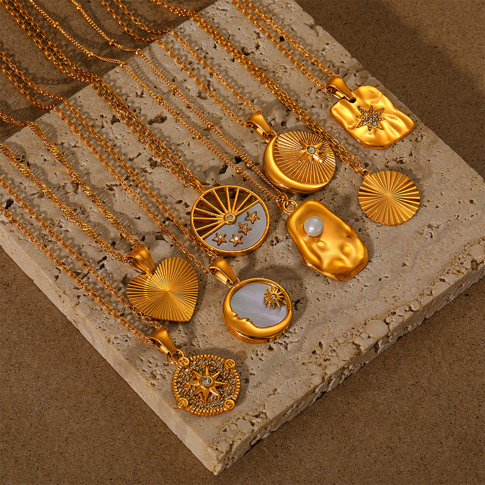 French Style 18K Gold-Plated Stainless Steel Pendant Necklace – Elegant Women’s Jewellery