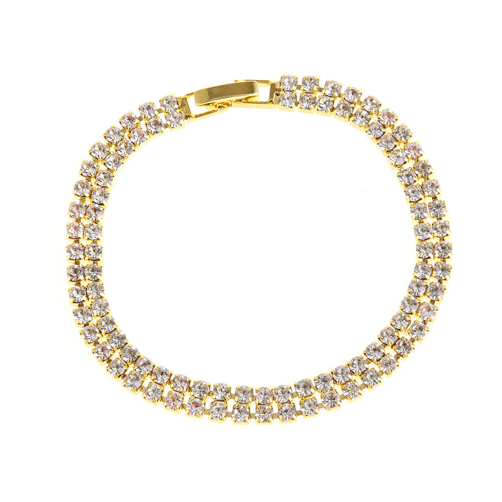 Women’s Three-Row Diamond Bracelet – European & American Style