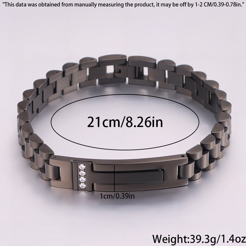 Women’s Diamond-Studded Curved Watch Chain Bracelet – Gold & Silver