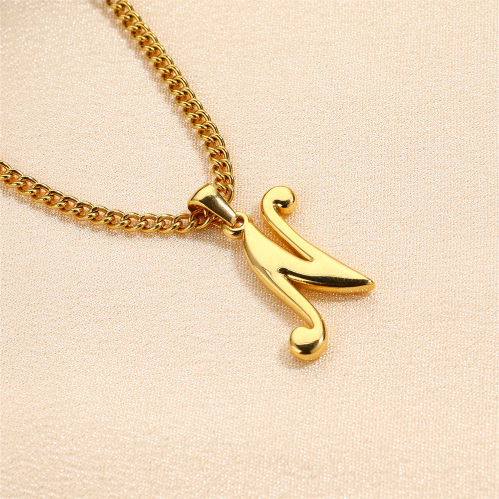 18K Gold Plated Stainless Steel Mini Letter Pendant Necklace