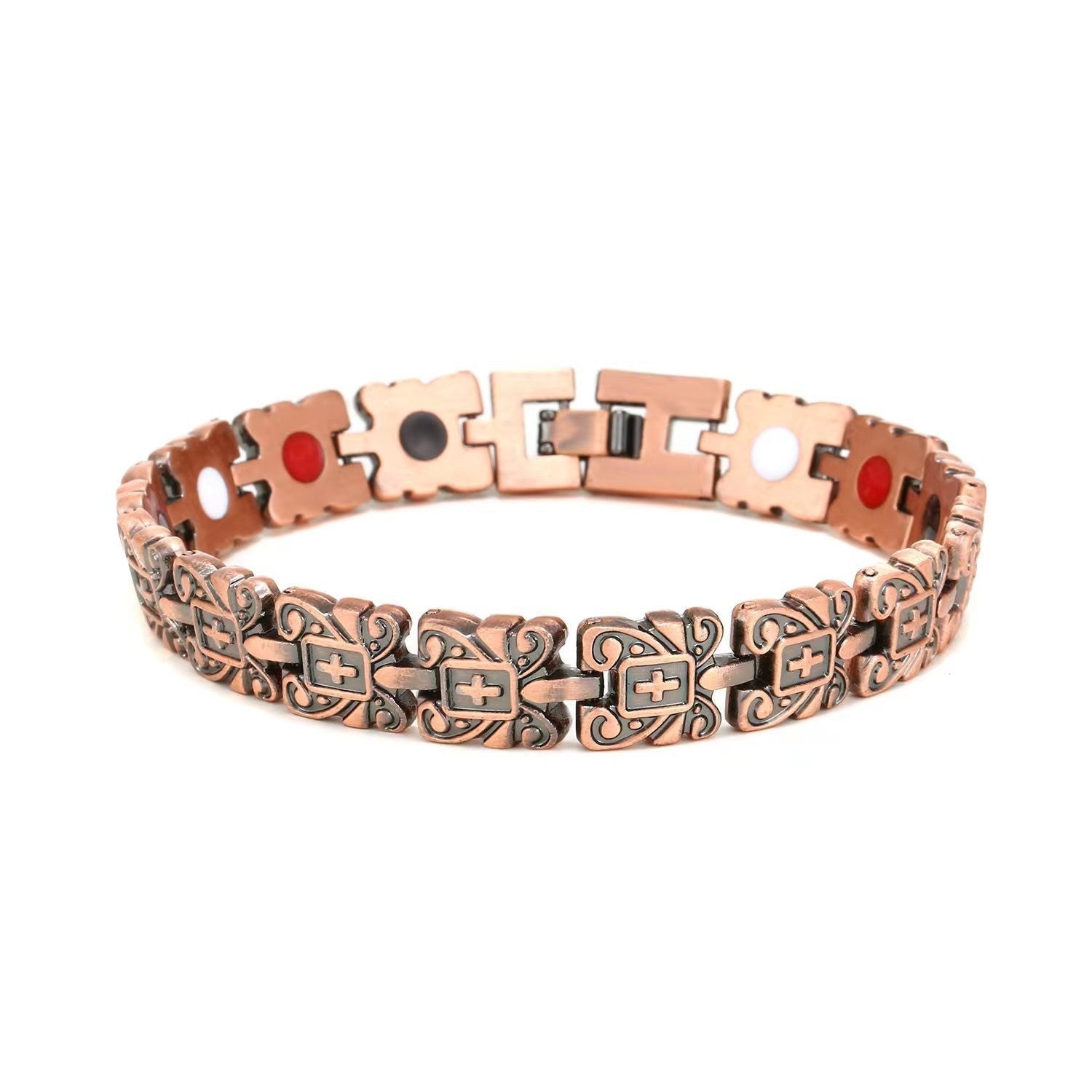 Carved Retro Three-Row Full Magnet Bracelet – Unisex Design