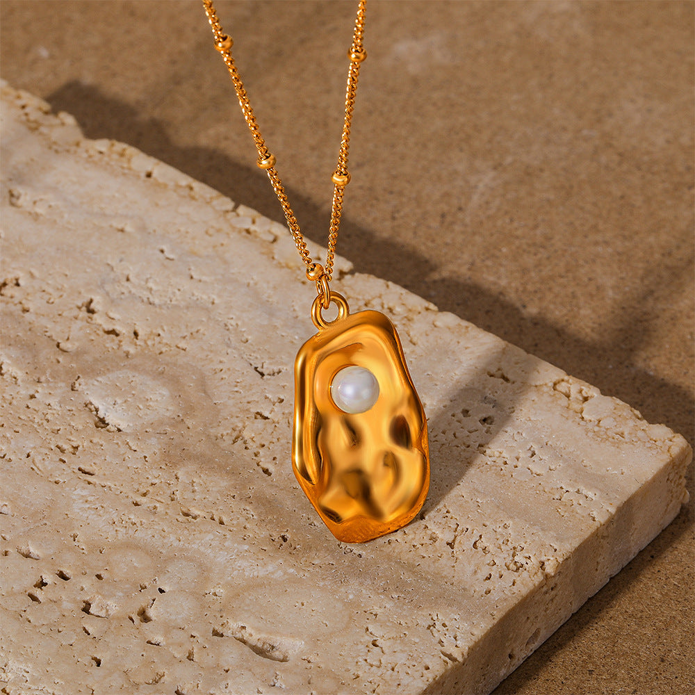 French Style 18K Gold-Plated Stainless Steel Pendant Necklace – Elegant Women’s Jewellery