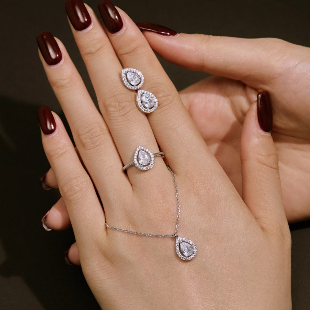 S925 Sterling Silver Jewelry Set for Women – Elegant Necklace & Earrings Gift Set