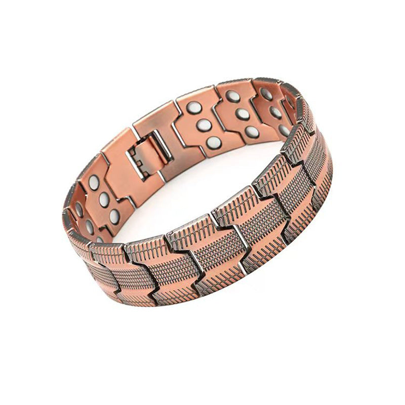 Carved Retro Three-Row Full Magnet Bracelet – Unisex Design