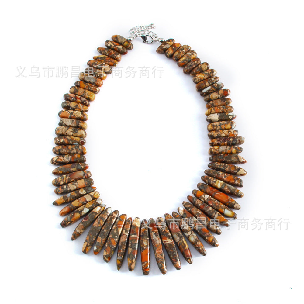 Handmade Bohemian Natural Stone Beaded Necklace – Women’s