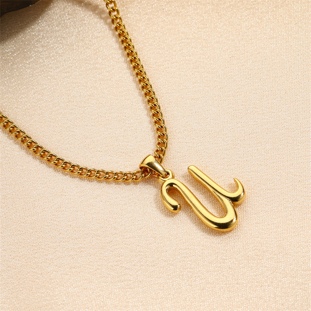 18K Gold Plated Stainless Steel Mini Letter Pendant Necklace